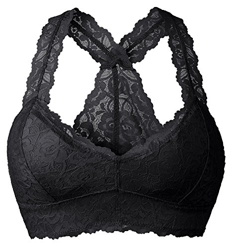 Product Cover YIANNA Women Floral Lace Bralette Padded Breathable Sexy Racerback Lace Bra