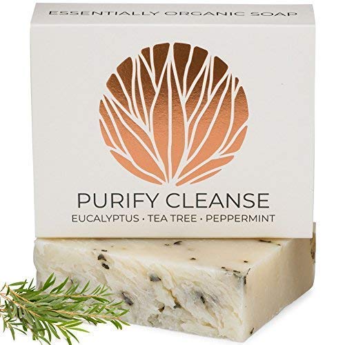 Product Cover Eucalyptus Tea Tree Peppermint Soap Bar Artisan Hand Made | 100% Organic Natural & Non Toxic | Face & Body Wash for Combination and Oily Skin, Acne, Eczema - 4.5ozREVERENCE NATURALS
