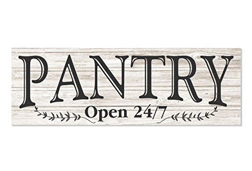 Product Cover Pantry Open 24/7 White Rustic Wood Wall Sign 6x18