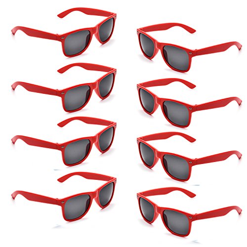 Product Cover Neon Colors Party Favor Supplies Unisex Sunglasses Pack of 8 (Red)
