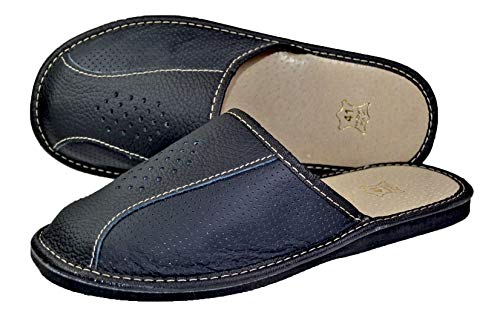 Product Cover Reindeer Leather Men's Leather Slippers | Genuine Sheepskin Leather Slip-On, Odor Resistant Sole, Therapeutic Foot Bed & Traction Sole, Indoor House Sliders for Men