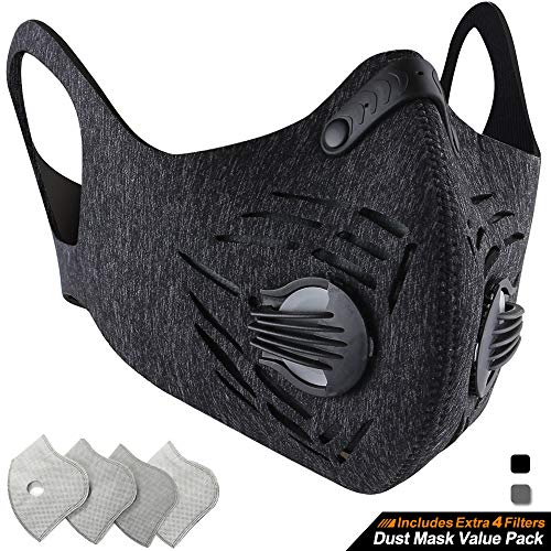 Product Cover BASE CAMP Dust Pollution Mask Activated Carbon Dustproof Mask with Adjustable HOOK&LOOP Strap and N99 Filters Neoprene Air Pollution Mask for Woodworking Construction Sanding Mowing Gardening