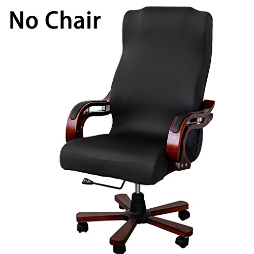 Product Cover BTSKY Office Chair Covers Removable Stretch Cushion Slipcovers Stretchy for Computer Chair/High Back Chair Chair/Boss Chair/Rotating Chair/Executive Chair Cover Large Size, Black(No Chair)