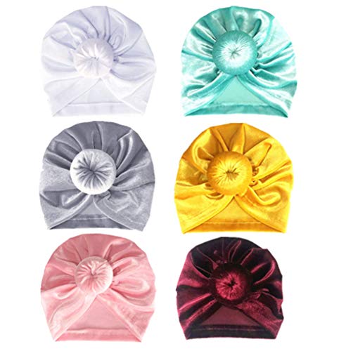 Product Cover CaJaCa Newborn Baby Toddler Cotton Hat Baby Girl Knotted Hat Cute Donut Soft Turban Bow Cap Set