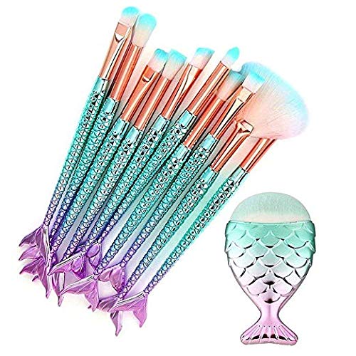 Product Cover Makeup Brushes Set 11pcs 3D Mermaid Makeup Brush Cosmetic Brushes Eyeshadow Eyeliner Blush Brushes