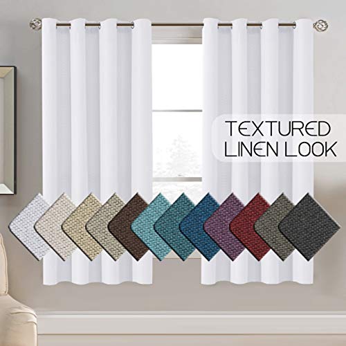 Product Cover H.VERSAILTEX Linen Curtains Room Darkening Light Blocking Thermal Insulated Heavy Weight Textured Rich Linen Burlap Curtains for Bedroom/Living Room Curtain, 52 by 63 Inch - Pure White (1 Panel)