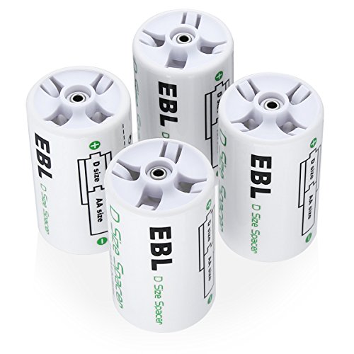 Product Cover EBL D Size Battery Adapters, AA to D Size Battery Spacer Converter Case Use with Rechargeable AA Battery Cells - 4 Pack