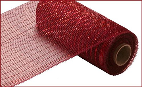 Product Cover 10 inch x 30 feet Deco Poly Mesh Ribbon - Value Mesh (Burgundy, Red Foil)