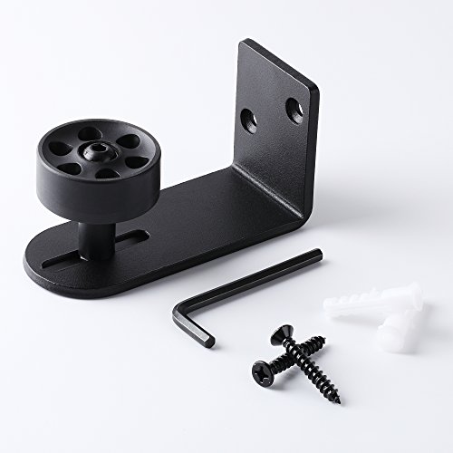Product Cover Barn Door Floor Guide Stay Roller, Fully Adjustable With Longer Slot, Black Powder Coated, Flush With Floor Wall Mount Bracket, Bearing In Wheel To Ensure Ultra Smooth Slide