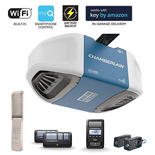 Product Cover Chamberlain Group Chamberlain B970 Smartphone-Controlled Ultra-Quiet & Strong Belt Drive Garage Door Opener with Battery Backup and MAX Lifting Power, Blue