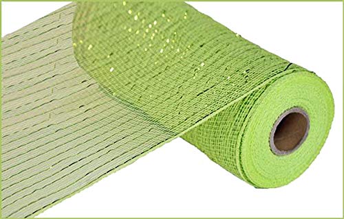 Product Cover 10 inch x 30 feet Deco Poly Mesh Ribbon - Value Mesh (Apple Green, Lime Foil)
