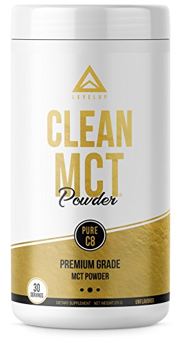 Product Cover Clean MCT Oil Powder: 100% C8 Caprylic Acid Triglycerides | Best Keto Ketogenic Diet Supplement | Sustainably Sourced Non-GMO | by LevelUp® (Unflavored)
