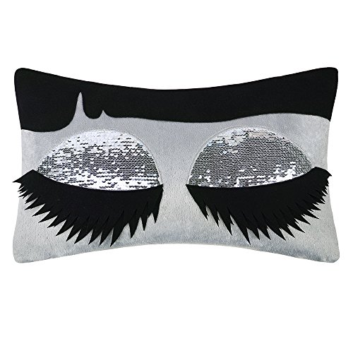 Product Cover King Rose Long Eyelashes Silver Sequins Decorative Throw Pillow Case Rectangle Cushion Cover for Bed Living Room 12 x 18 Inches