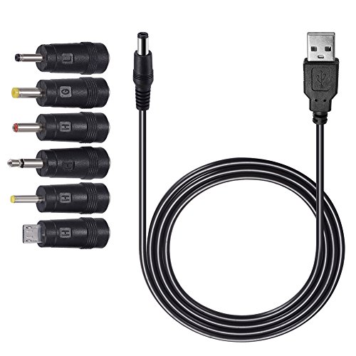Product Cover SoulBay DC01U USB Charging Cable to Universal 5.52.1 Jack with 6 Interchangeable DC Plugs 2.50.7mm, 3.01.1mm, 3.51.35mm, 4.01.7mm & Micro USB Connector, 3.3Ft Cord