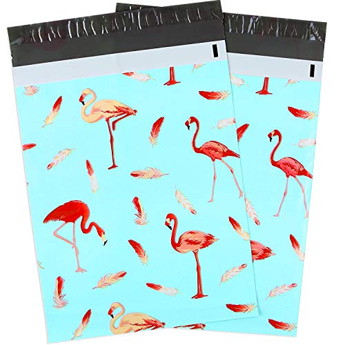 Product Cover Ohuhu 100 Pcs 10 x 13 Flamingo Poly Mailers, Christmas Gift Packing Bags, Envelopes Shipping Bags with Self Seal Adhesive, Waterproof and Tear-Proof Postal Bags