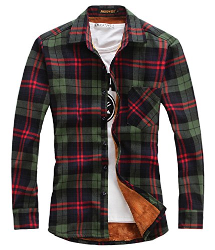 Product Cover chouyatou Men's Casual Long Sleeve Fleece Lined Plaid Flannel Buttoned Overshirts Jacket