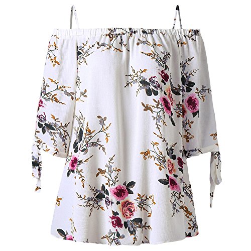 Product Cover ZAFUL Women Plus Size Floral Classic Straps Cold Shoulder Regular Sleeve Blouse Shirt Top
