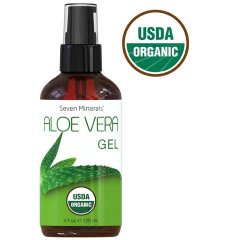 Product Cover #1 USDA Organic Aloe Vera Gel - No Preservatives, No Alcohol - From Freshly Cut USA Grown 100% Pure Aloe Vera - With No Harmful Ingredients, Free of GMOs - For Healthy Skin, Face & Hair (4 fl oz)