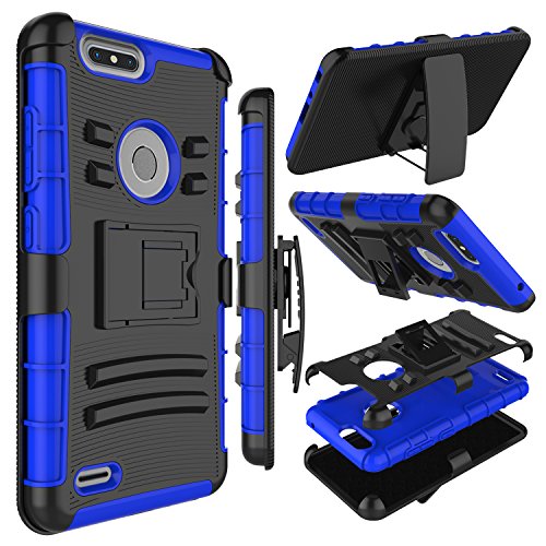 Product Cover Zenic Compatible with ZTE Blade Z Max Case, ZTE ZMax Pro 2 Case, Heavy Duty Shockproof Full-Body Protective Hybrid Case with Swivel Belt Clip and Kickstand Compatible with ZTE Sequoia/Z982 (Blue)