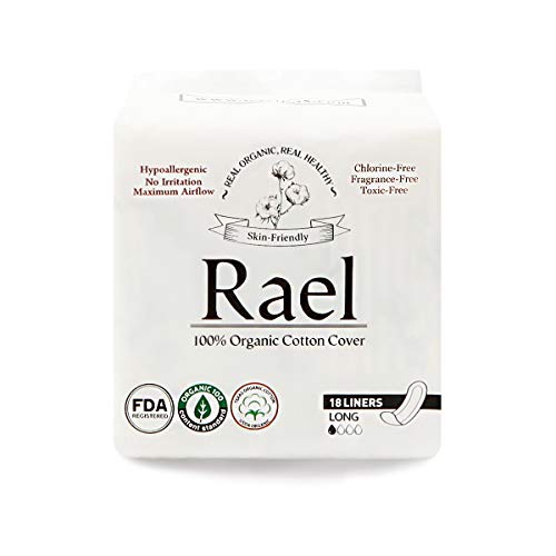 Product Cover Rael Certified Organic Cotton, Unscented, Natural Daily Panty-Liners, Long, Pack of 3 (54 Count)