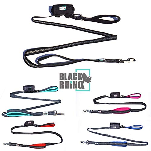 Product Cover Black Rhino The Comfort Grip - Heavy Duty Double Handle Leash for Medium - Large Dogs 6' Long Dual Handle Lead for Dog Training Walking & Running Neoprene Padded Handles - Poop Bag Pouch Included
