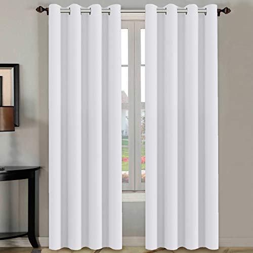 Product Cover H.VERSAILTEX White Curtains 84 inches Long for Living Room Thermal Insulated Window Treatment Panels/Drapes - (White Color) - Set of 2 - Grommet Top