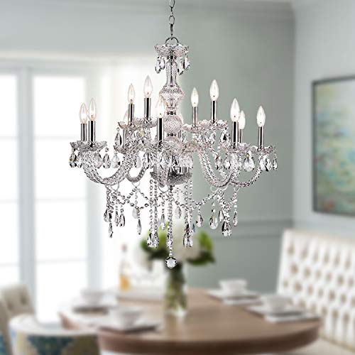 Product Cover Saint Mossi Modern K9 Crystal Chandelier Lighting LED Ceiling Light Fixture Pendant Chandelier for Livingroom 12 E12 Bulbs Required Width 31 inch x Height 32 inch