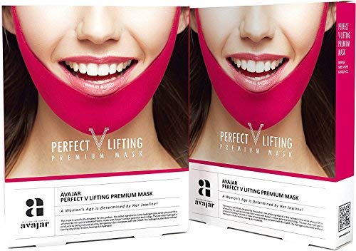 Product Cover Avajar Perfect V Lifting Premium Anti-Celluite Mask for Facial firming treatment, Tight face & Neck line, - 10 Count