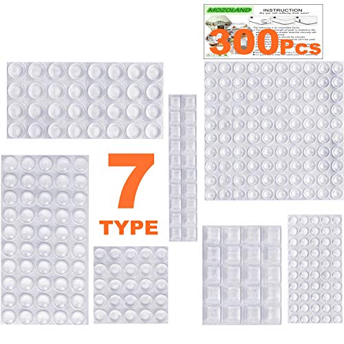 Product Cover Clear Rubber Feet Bumpers Pads 300 Pieces Self Adhesive Transparent Stick Bumper Noise Dampening Buffer Bumpers for Door Drawer Self Stick Cabinet-MOZOLAND