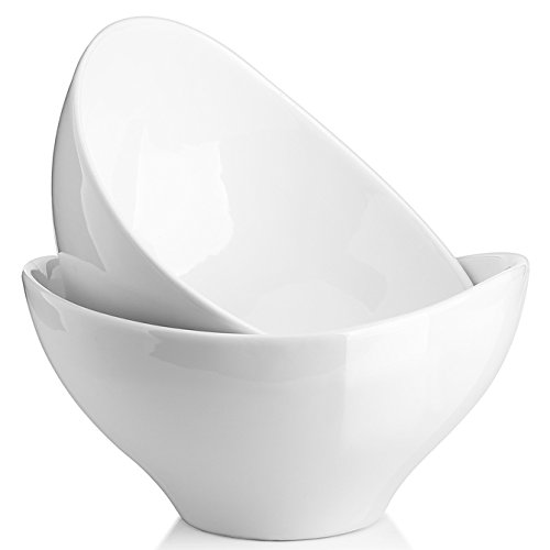 Product Cover Dowan 1.4 Quart Porcelain Serving Bowls, Large Salad, Snack Bowl for Party, Set of 2, White