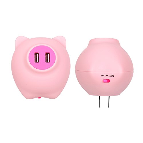 Product Cover MOMAX LED Night Light for Kids,Cute Pig Kids Baby Night Light Nursery Bedside Lamp for Breastfeeding,Timer Setting,Dual USB Port,Soft Eye Caring,Automatic Bright Color Adjust for Bedroom Hallway(Pink)