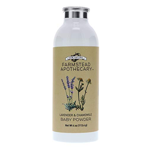 Product Cover Farmstead Apothecary 100% Natural Baby Powder (Talc-Free) with Organic Tapioca Starch, Organic Chamomile Flowers, Organic Calendula Flowers, Lavender & Chamomile 4 oz