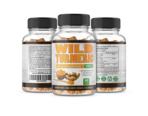 Product Cover Turmeric Extract Curcumin 95% Cuccuminoids with Bioperine Black Pepper Extract, High Potency and Absorption Supplement by Wild Foods, 90 Count, 1010mg, USA Made