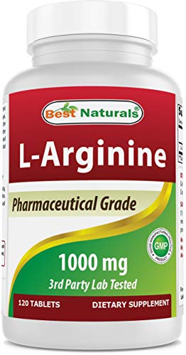 Product Cover (New Improved Formula) Best Naturals L-Arginine 1000 mg 120 Tablets - Pharmaceutical Grade L Arginine Supplement Promotes Nitric Oxide Synthesis