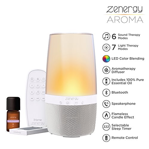 Product Cover iHome Zenergy Aromatherapy Diffuser Bluetooth Speaker Sound Machine Open Your Senses, Light Therapy, Sound Therapy, Color Changing, Relax to Zen Therapy Soothing Sounds & Aroma Therapy Oils !