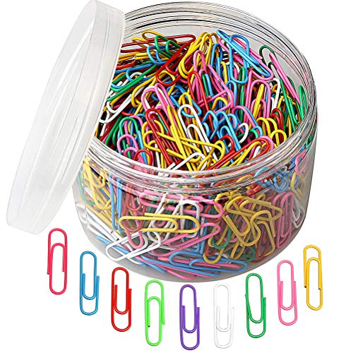 Product Cover SUMAJU 500Pcs Colored Paper Clips, Medium 33 mm/1.3Inch Assorted Paperclips Vinyl Coated Clips for Office School & Personal