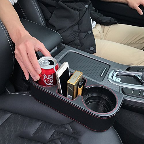 Product Cover Iokone Coin Side Pocket Console Side Pocket Leather Cover Car Cup Holder Auto Front Seat Organizer Cell Mobile Phone Holder