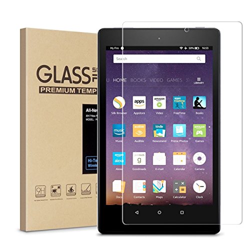 Product Cover Fire HD 8 Screen Protector,Tempered Glass Screen Protector for All New Fire HD 8 /kids edition Tablet (2017 Release)