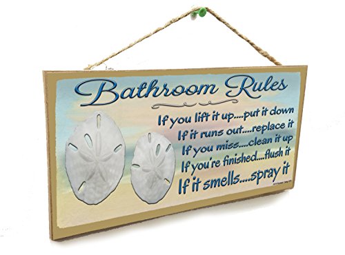 Product Cover Bathroom Rules If It Smells Spray It Beach Sand Dollar Sign Plaque 5