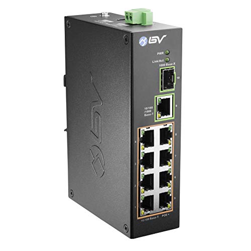 Product Cover BV-Tech 10 Port PoE+ Industrial DIN Rail Switch (8 PoE+ Ports | Gigabit Ethernet & SFP Uplink) - 96W - 802.3at
