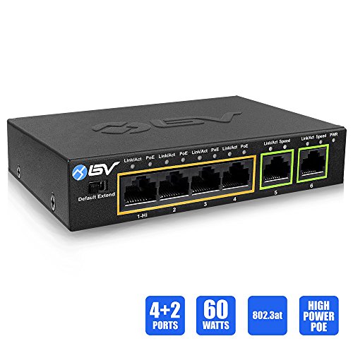 Product Cover BV-Tech 6 Port PoE+ Switch (4 PoE+ Ports with 2 Ethernet Uplink and Extend Function) - 60W - 802.3at + 1 High Power PoE Port