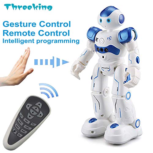 Product Cover Threeking Smart Robot Toys Gesture Control Remote Control Robot JJRC Robot Gift for Boys Girls Kids Companion Game Fun Learning Music Dance Rechargeable Rc Robot Kit Male Voice