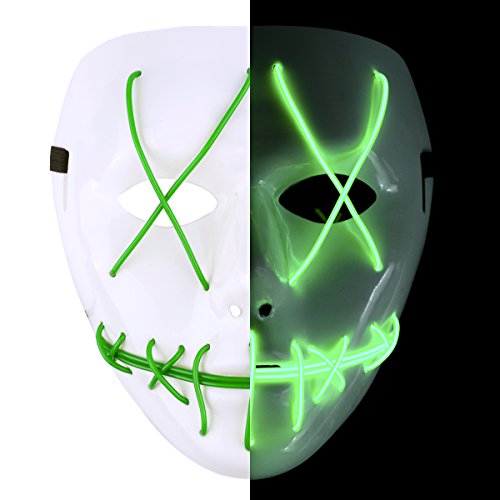 Product Cover Ankuka Frightening Wire Halloween Glowing Mask, Scary Cosplay LED Light up Masks for Gifts, Costume Parties, Dance, Carnival or Club(Green)