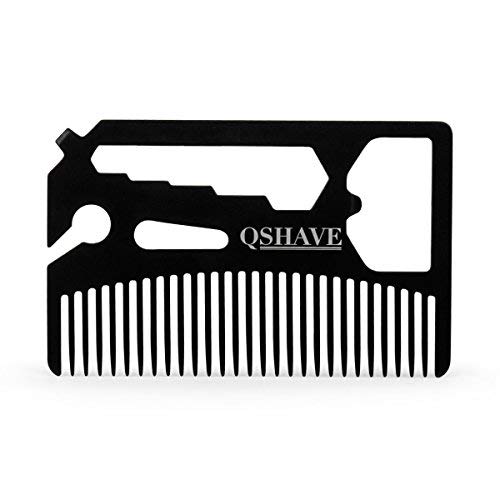 Product Cover QSHAVE Multifunctional Utility Comb Fits in Your Wallet (Comb, Bottle Opener, Wrench, Screw Driver, Knife Blade breakaway)