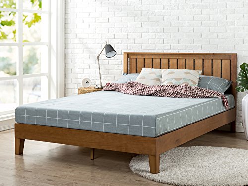 Product Cover Zinus Alexis 12 Inch Deluxe Wood Platform Bed with Headboard / No Box Spring Needed / Wood Slat Support / Rustic Pine Finish, Full