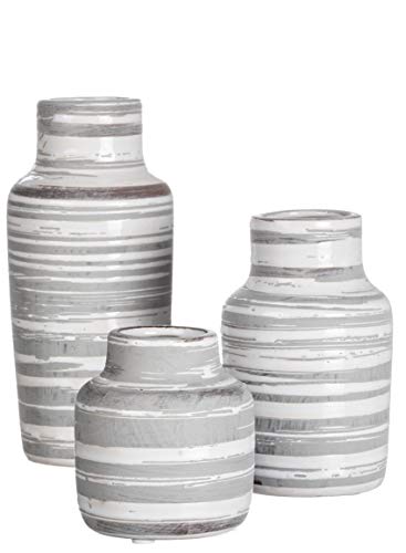 Product Cover Sullivans Set of 3 Ceramic White and Gray Bottles or Vases Various Sizes