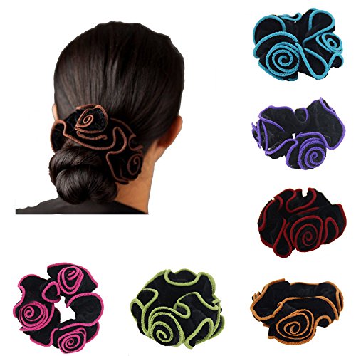 Product Cover Ever Fairy 6Pcs Women Hair Scrunchies Floral Print Cotton Headbands for Sport or Daily Wear (6 Color pack F)