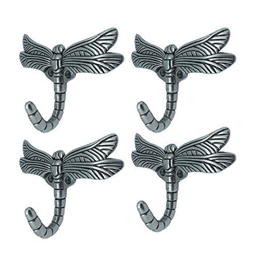Product Cover Ajaa Dragonfly Wall Mounted Hanger Hooks - Decorative Heavy Duty Coat Tower Shower Curtain Robe Hooks with Screws for Clothes, Hat, Bags, Key(Pack of 4)