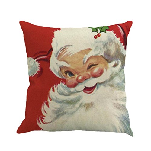 Product Cover SINMA Vintage Red Christmas Throw Pillowcase Santa Decorative Cushion Cover Pillowcase Square 18