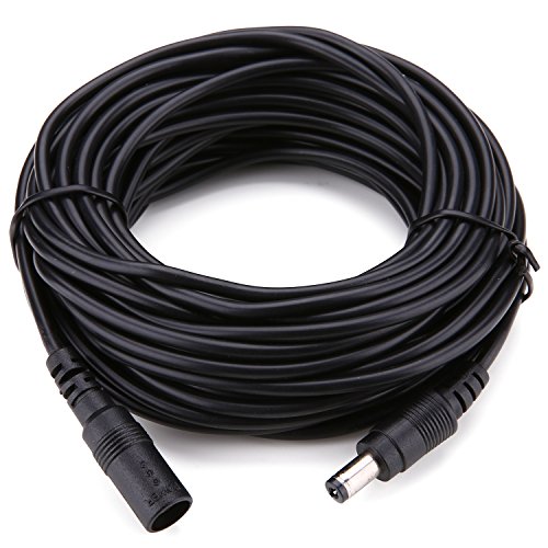 Product Cover WildHD Power Extension Cable 33ft 2.1mm x 5.5mm Compatible with 12V DC Adapter Cord for CCTV Security Camera IP Camera Standalone DVR (5.5mm DC Plug 33ft Black)